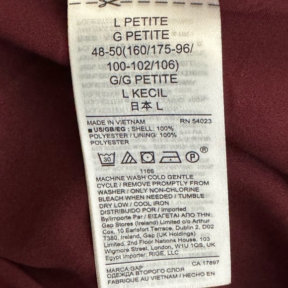 GAP Recycled Blouson Sleeve‎ Mini Dress in Shiraz Red Size Large Petite - Picture 7 of 7